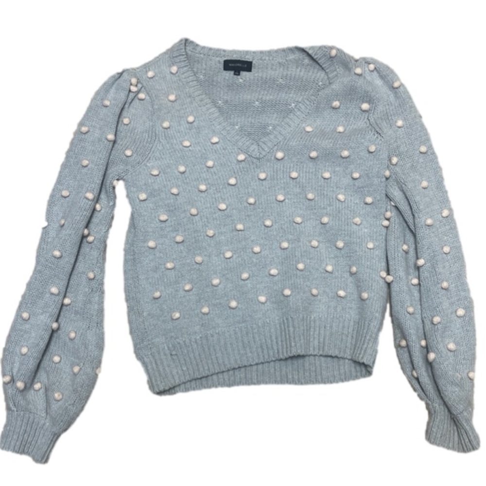 Majorelle v neck Pom Pom polka dot sweater pink and grey perfect condition